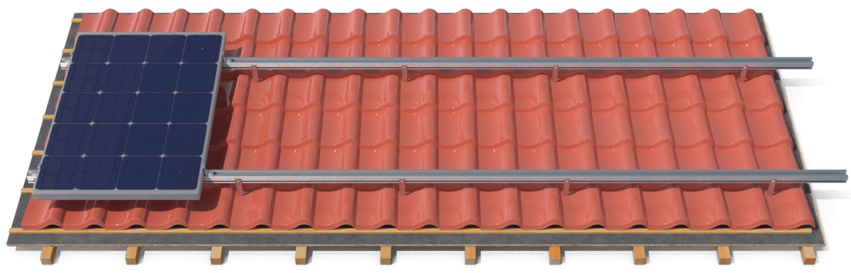 3D Ansicht einer Photovoltaikanlagen-Installation